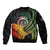 Personalised Vanuatu Independence Day Sleeve Zip Bomber Jacket July 30 Pig Tusk Long God Yumi Stanap