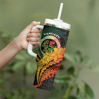 Personalised Vanuatu Independence Day Tumbler With Handle July 30 Pig Tusk Long God Yumi Stanap