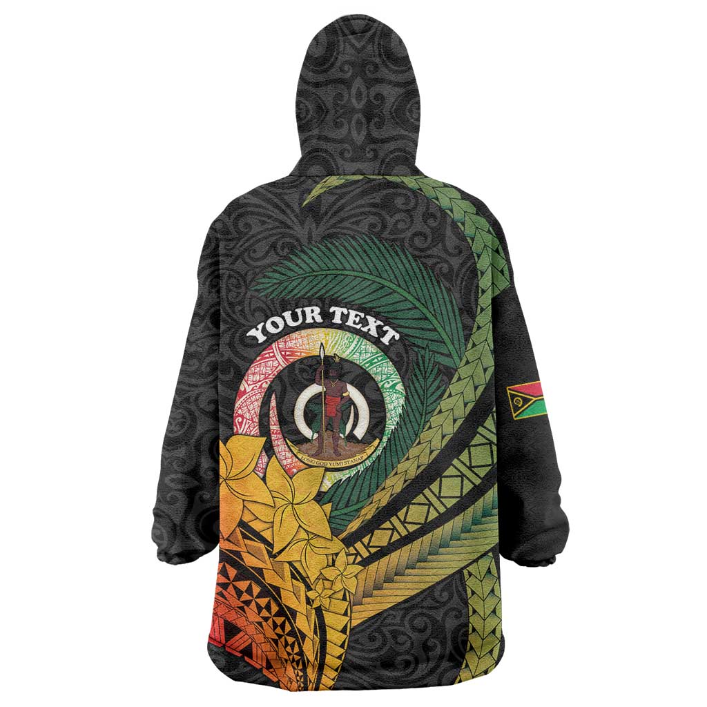 Personalised Vanuatu Independence Day Wearable Blanket Hoodie July 30 Pig Tusk Long God Yumi Stanap