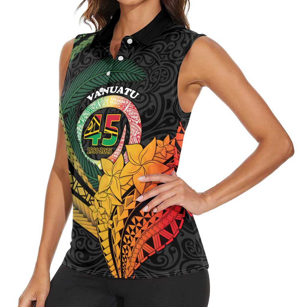 Personalised Vanuatu Independence Day Women Sleeveless Polo Shirt July 30 Pig Tusk Long God Yumi Stanap