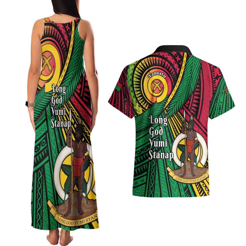 Halo Vanuatu Couples Matching Tank Maxi Dress and Hawaiian Shirt Happy 45th Independence Anniversary