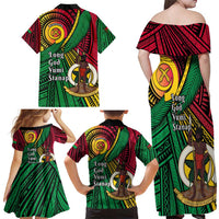 Halo Vanuatu Family Matching Off Shoulder Maxi Dress and Hawaiian Shirt Happy 45th Independence Anniversary