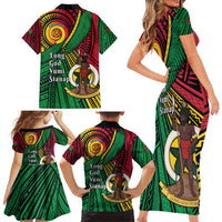 Halo Vanuatu Family Matching Short Sleeve Bodycon Dress and Hawaiian Shirt Happy 45th Independence Anniversary