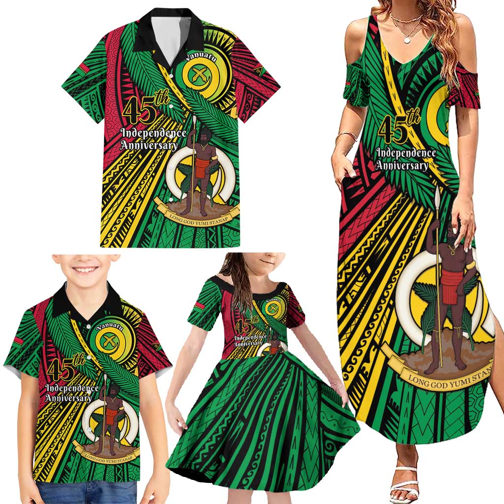 Halo Vanuatu Family Matching Summer Maxi Dress and Hawaiian Shirt Happy 45th Independence Anniversary