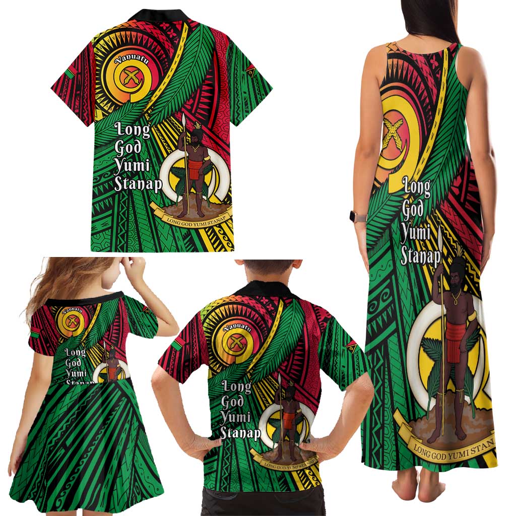 Halo Vanuatu Family Matching Tank Maxi Dress and Hawaiian Shirt Happy 45th Independence Anniversary