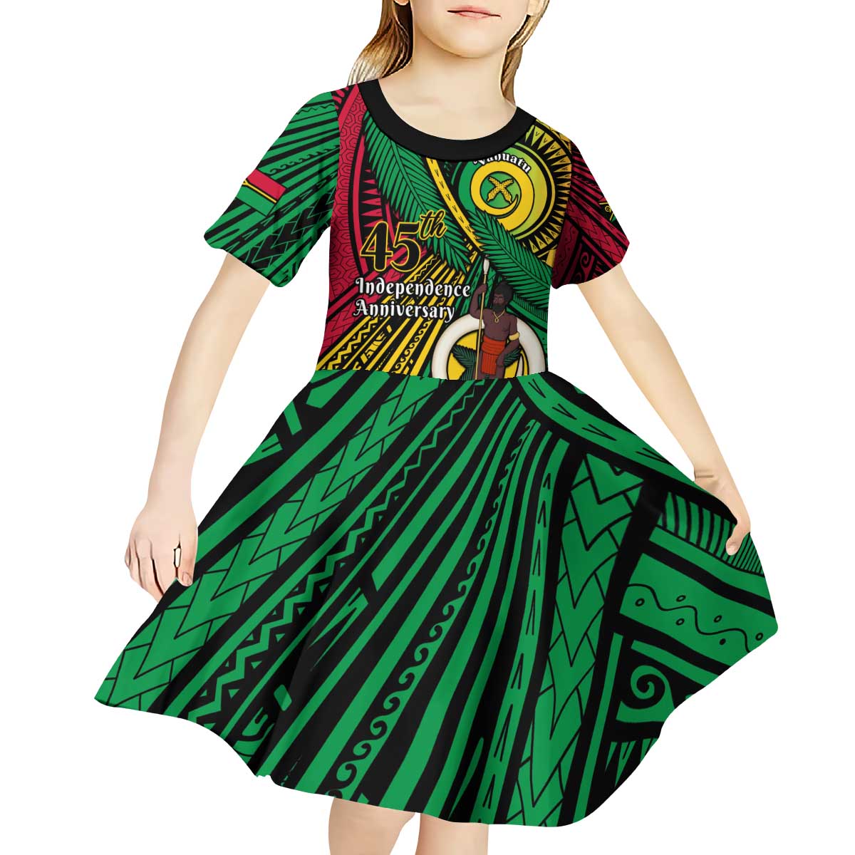 Halo Vanuatu Kid Short Sleeve Dress Happy 45th Independence Anniversary