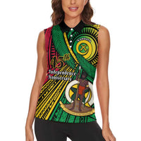 Halo Vanuatu Women Sleeveless Polo Shirt Happy 45th Independence Anniversary
