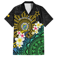 Lalawigan ng Palawan Family Matching Off Shoulder Maxi Dress and Hawaiian Shirt Philippines Province Land of Promise LT14 Dad's Shirt - Short Sleeve Black - Polynesian Pride