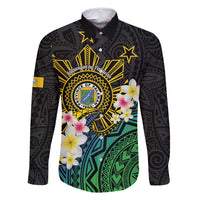 Lalawigan ng Palawan Family Matching Off Shoulder Maxi Dress and Hawaiian Shirt Philippines Province Land of Promise LT14 Dad's Shirt - Long Sleeve Black - Polynesian Pride