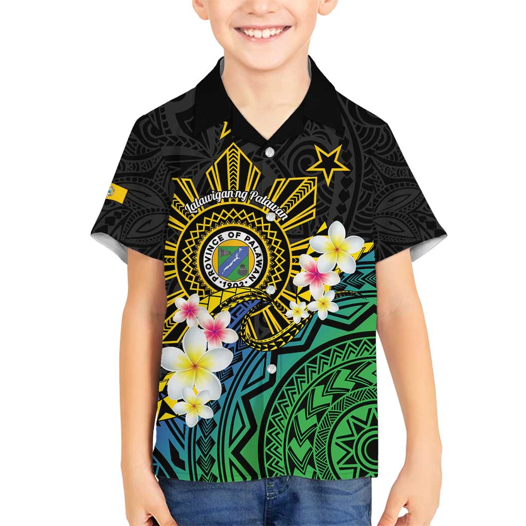 Lalawigan ng Palawan Family Matching Off Shoulder Maxi Dress and Hawaiian Shirt Philippines Province Land of Promise LT14 Son's Shirt Black - Polynesian Pride