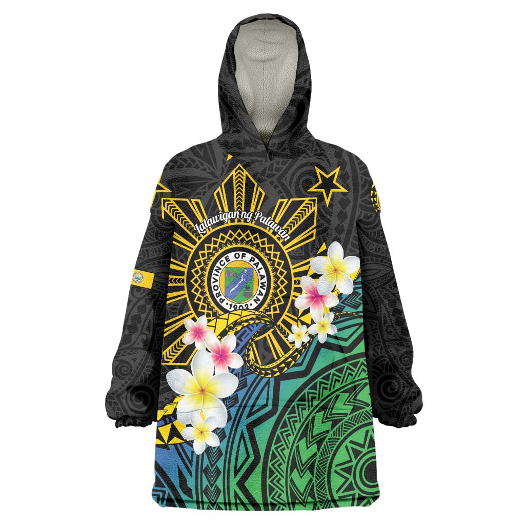 Lalawigan ng Palawan Wearable Blanket Hoodie Philippines Province Land of Promise LT14 One Size Black - Polynesian Pride