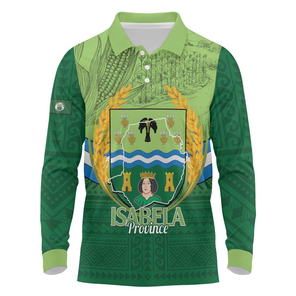 Isabela Philippines Long Sleeve Polo Shirt Queen Province Of The North LT14 Green - Polynesian Pride