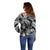 Personalised Polynesian Off Shoulder Sweater Tribal Honu Turtle with Hibiscus White Version LT14 - Polynesian Pride