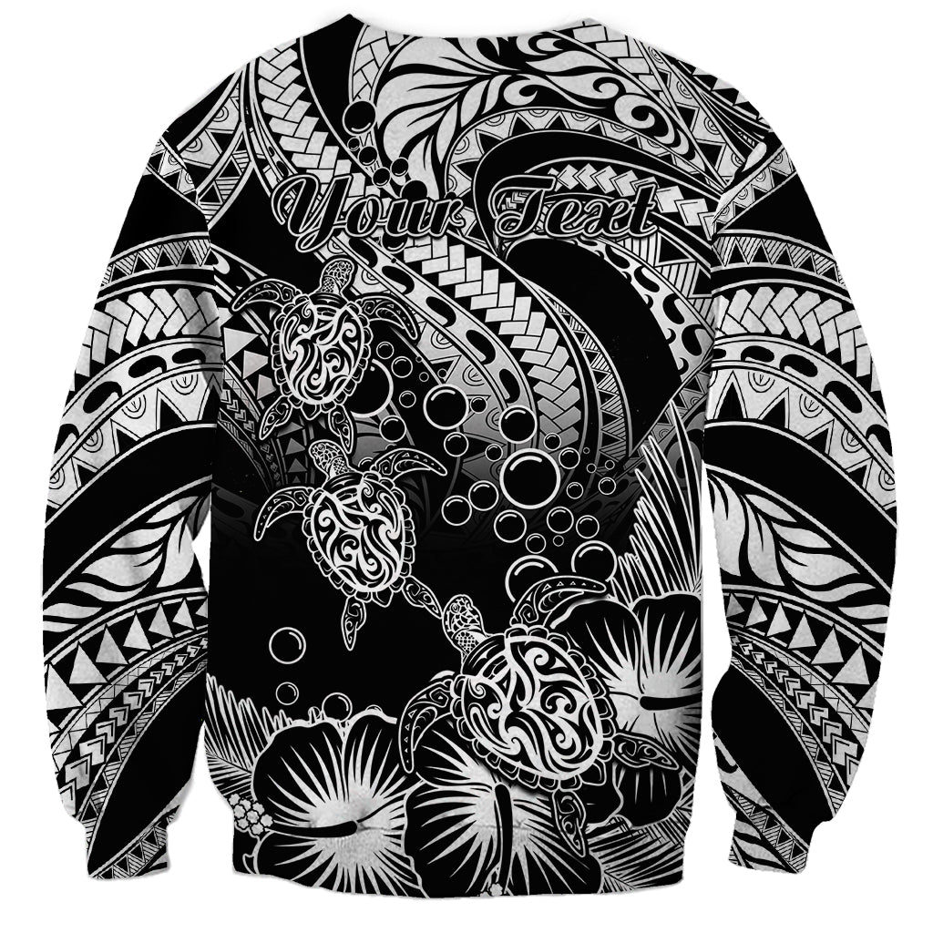 Personalised Polynesian Sweatshirt Tribal Honu Turtle with Hibiscus White Version LT14 - Polynesian Pride