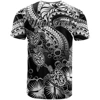 Custom Polynesian T Shirt Tribal Honu Turtle with Hibiscus White Version LT14 - Polynesian Pride