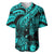 Personalised Polynesian Baseball Jersey Tribal Honu Turtle with Hibiscus Turquoise Version LT14 Turquoise - Polynesian Pride