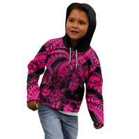 Personalised Polynesian Kid Hoodie Tribal Honu Turtle with Hibiscus Pink Version LT14 - Polynesian Pride