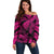 Personalised Polynesian Off Shoulder Sweater Tribal Honu Turtle with Hibiscus Pink Version LT14 Women Pink - Polynesian Pride