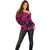 Personalised Polynesian Off Shoulder Sweater Tribal Honu Turtle with Hibiscus Pink Version LT14 - Polynesian Pride