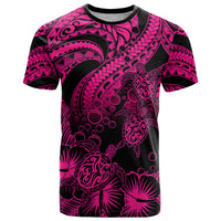 Custom Polynesian T Shirt Tribal Honu Turtle with Hibiscus Pink Version LT14 Pink - Polynesian Pride
