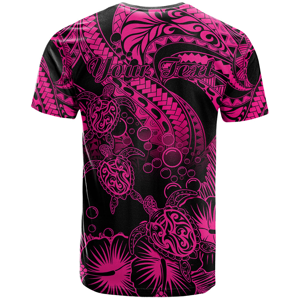 Custom Polynesian T Shirt Tribal Honu Turtle with Hibiscus Pink Version LT14 - Polynesian Pride