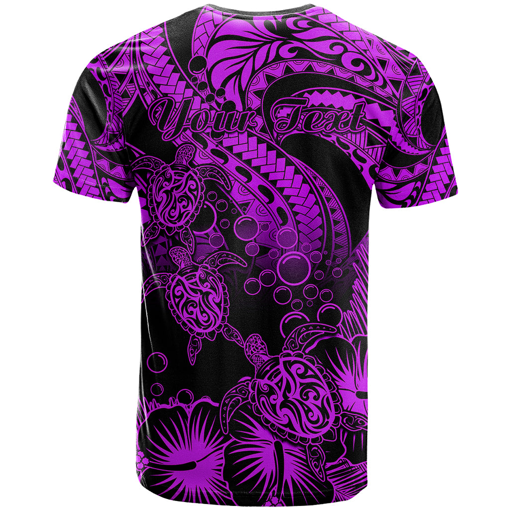 Custom Polynesian T Shirt Tribal Honu Turtle with Hibiscus Purple Version LT14 - Polynesian Pride
