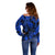Personalised Polynesian Off Shoulder Sweater Tribal Honu Turtle with Hibiscus Blue Version LT14 - Polynesian Pride