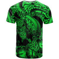 Custom Polynesian T Shirt Tribal Honu Turtle with Hibiscus Green Version LT14 - Polynesian Pride