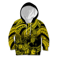Personalised Polynesian Kid Hoodie Tribal Honu Turtle with Hibiscus Gold Version LT14 Hoodie Gold - Polynesian Pride