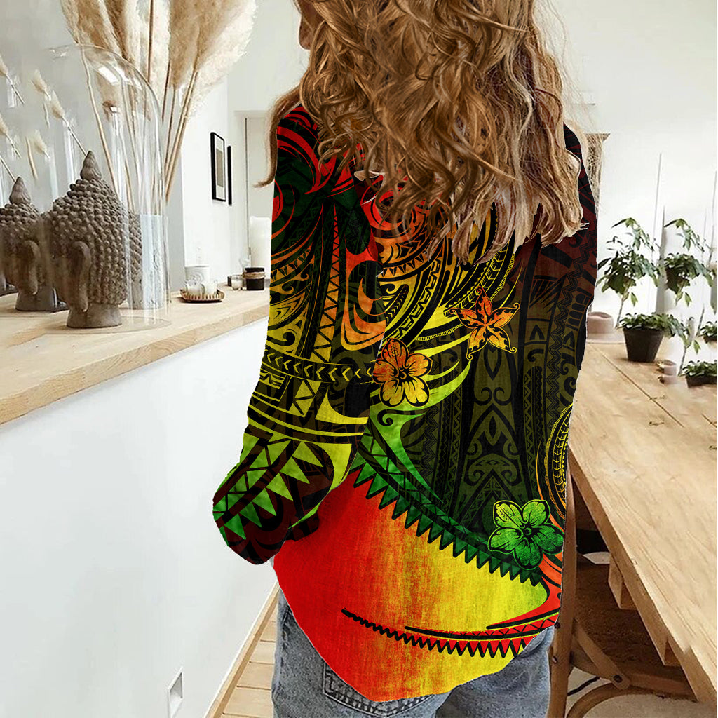 Personalised Polynesian Tribal Women Casual Shirt Unique Reggae LT14