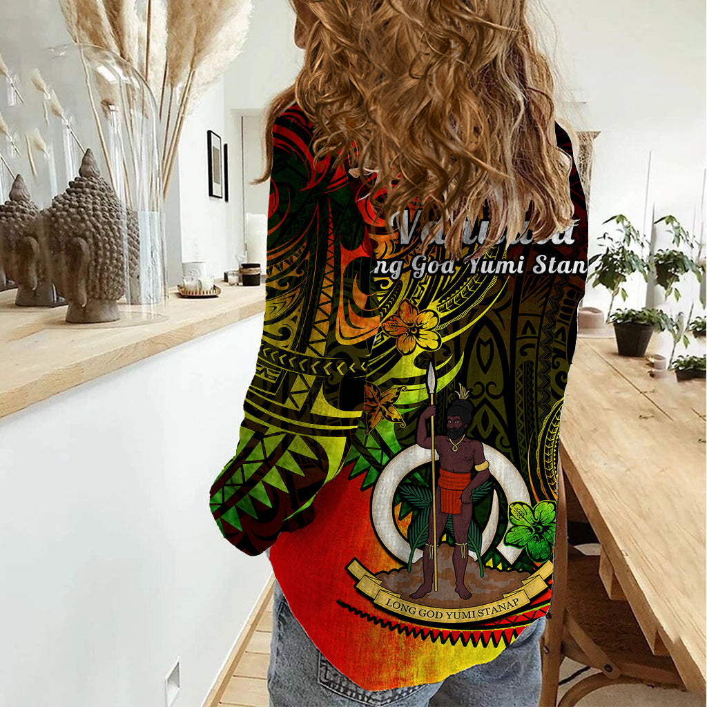 Polynesian Pride Vanuatu Women Casual Shirt Reggae Polynesia Long God Yumi Stanap LT14 - Polynesian Pride