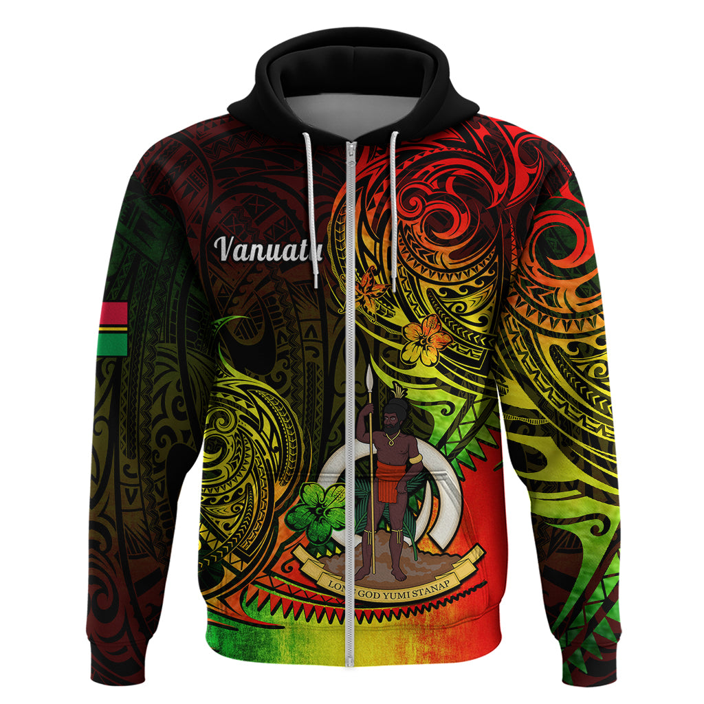 Custom Vanuatu Hoodie Reggae Polynesia Long God Yumi Stanap LT14 Zip Hoodie Reggae - Polynesian Pride
