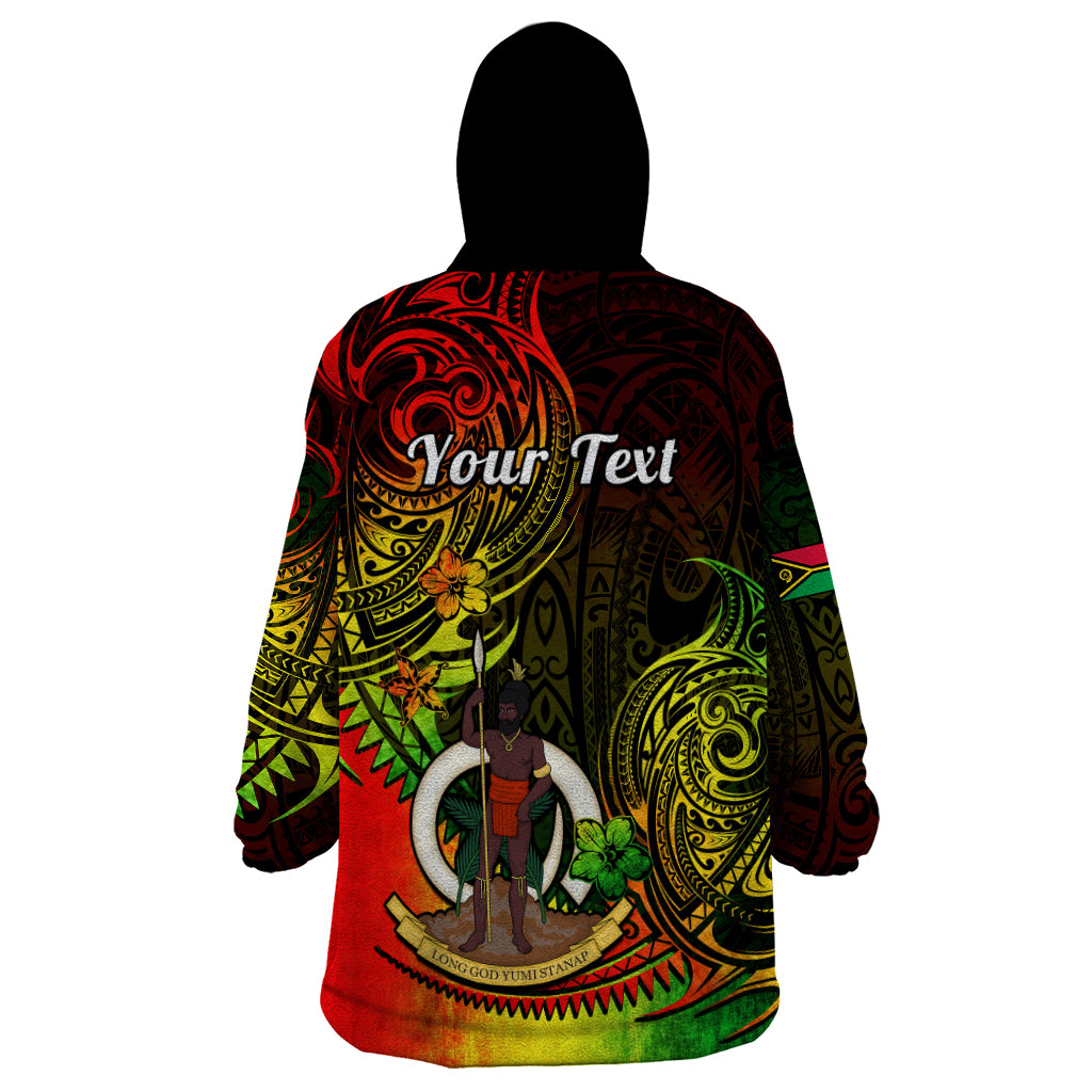 Personalised Vanuatu Wearable Blanket Hoodie Reggae Polynesia Long God Yumi Stanap LT14 - Polynesian Pride