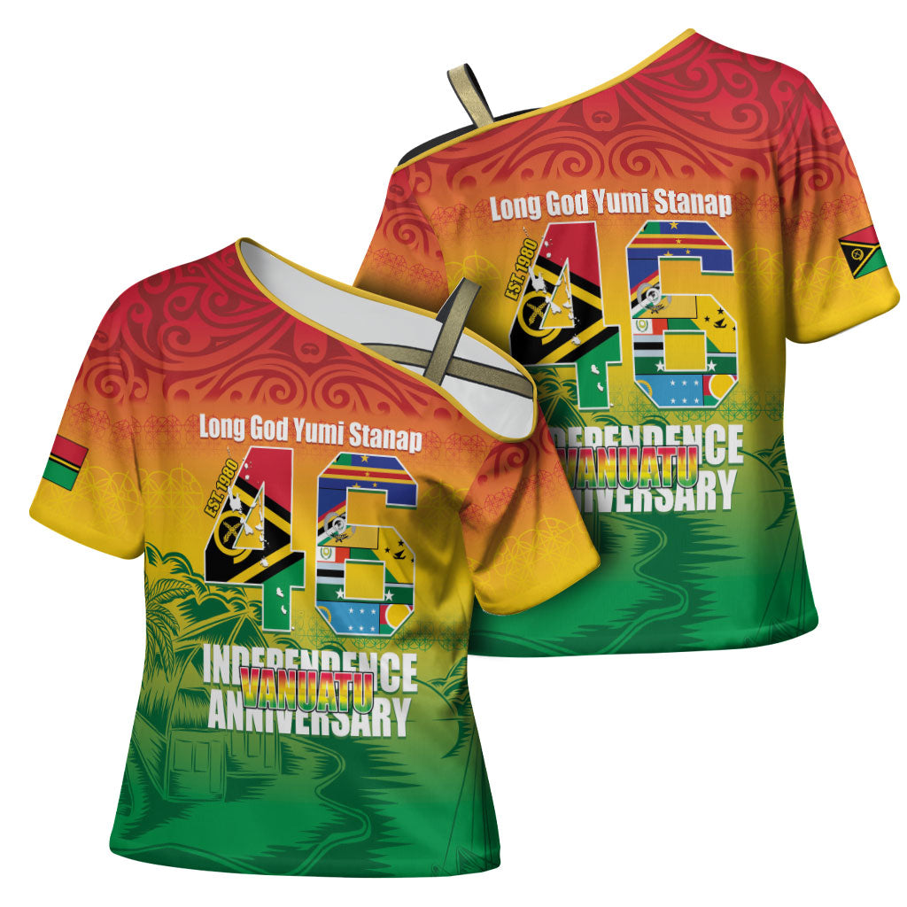 Vanuatu Indipendens Dei Cross Shoulder Shirt Yumi 46th Independence Anniversary