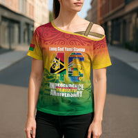 Vanuatu Indipendens Dei Cross Shoulder Shirt Yumi 46th Independence Anniversary
