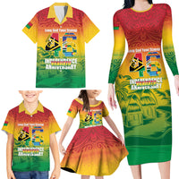 Vanuatu Indipendens Dei Family Matching Long Sleeve Bodycon Dress and Hawaiian Shirt Yumi 46th Independence Anniversary