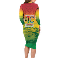 Vanuatu Indipendens Dei Family Matching Long Sleeve Bodycon Dress and Hawaiian Shirt Yumi 46th Independence Anniversary