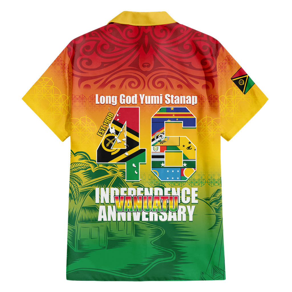 Vanuatu Indipendens Dei Family Matching Short Sleeve Bodycon Dress and Hawaiian Shirt Yumi 46th Independence Anniversary