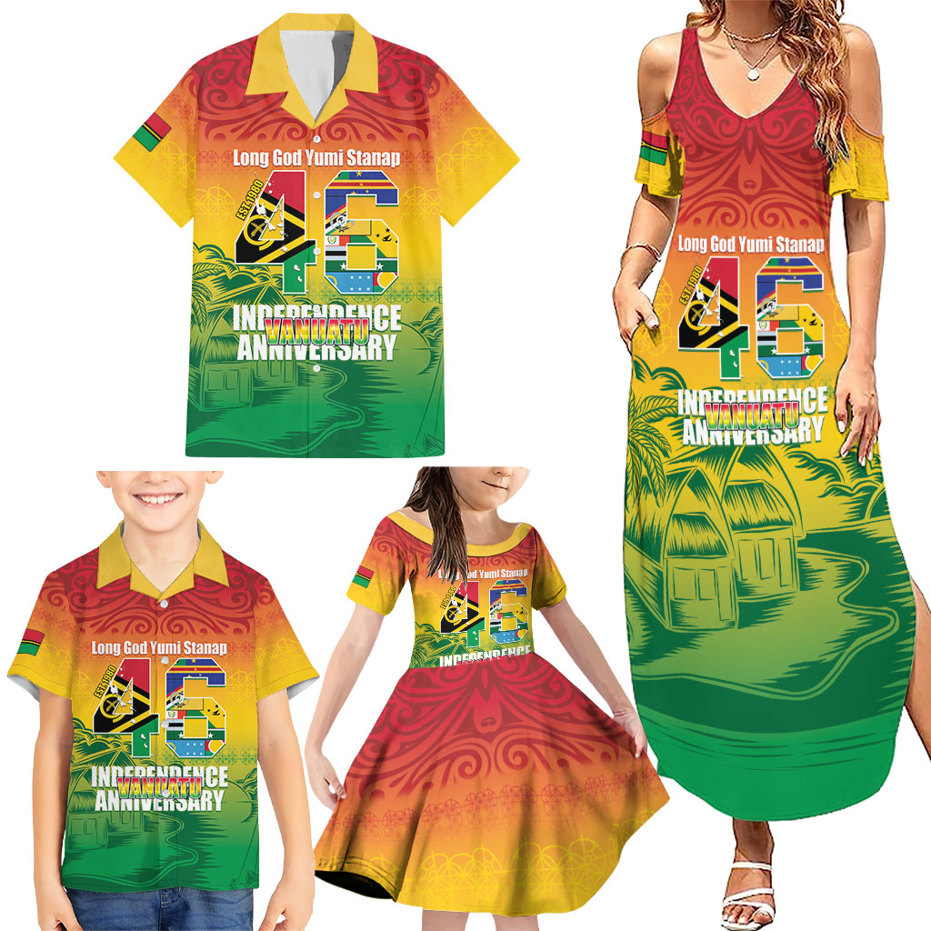 Vanuatu Indipendens Dei Family Matching Summer Maxi Dress and Hawaiian Shirt Yumi 46th Independence Anniversary