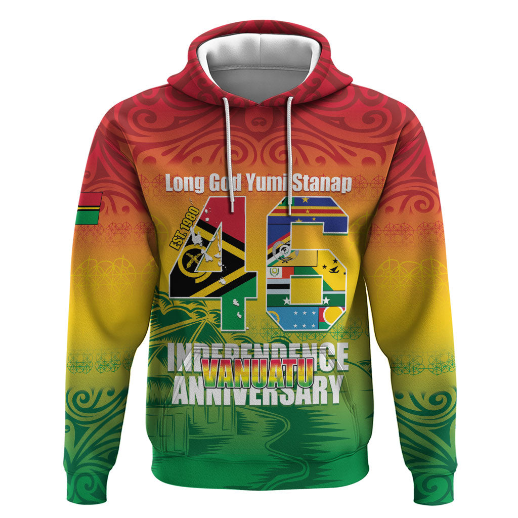 Vanuatu Indipendens Dei Hoodie Yumi 46th Independence Anniversary LT14 Pullover Hoodie Reggae - Polynesian Pride