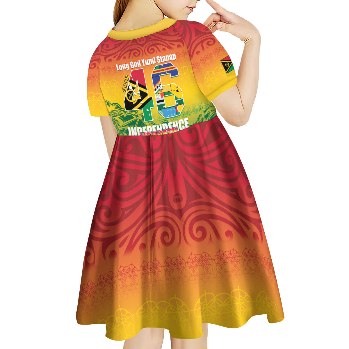 Vanuatu Indipendens Dei Kid Short Sleeve Dress Yumi 46th Independence Anniversary LT14 - Polynesian Pride