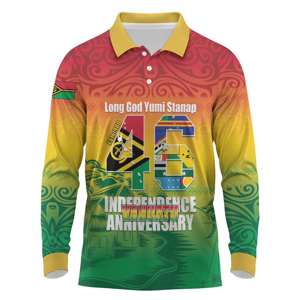 Vanuatu Indipendens Dei Long Sleeve Polo Shirt Yumi 46th Independence Anniversary LT14 Reggae - Polynesian Pride
