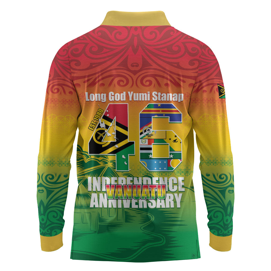 Vanuatu Indipendens Dei Long Sleeve Polo Shirt Yumi 46th Independence Anniversary LT14 - Polynesian Pride