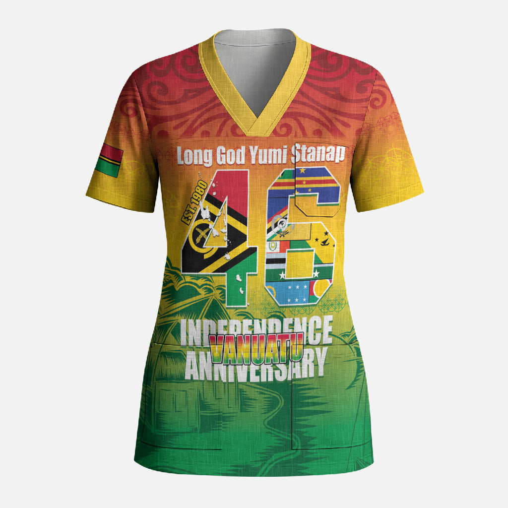 Vanuatu Indipendens Dei Scrub Top Yumi 46th Independence Anniversary LT14 Adult Reggae - Polynesian Pride