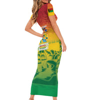 Vanuatu Indipendens Dei Short Sleeve Bodycon Dress Yumi 46th Independence Anniversary LT14 - Polynesian Pride