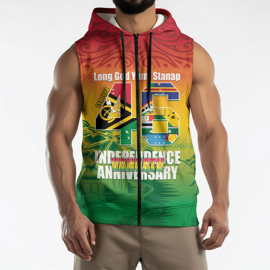 Vanuatu Indipendens Dei Sleeveless Zip Hoodie Yumi 46th Independence Anniversary LT14 - Polynesian Pride