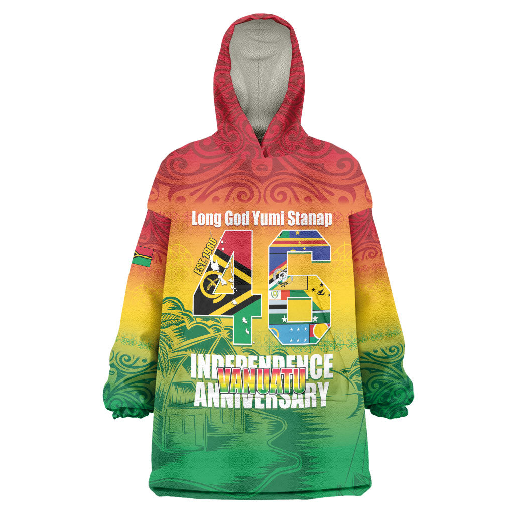 Vanuatu Indipendens Dei Wearable Blanket Hoodie Yumi 46th Independence Anniversary LT14 One Size Reggae - Polynesian Pride