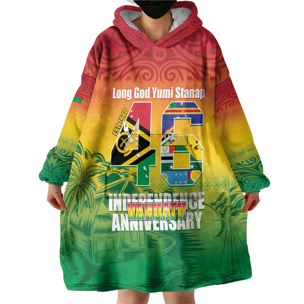 Vanuatu Indipendens Dei Wearable Blanket Hoodie Yumi 46th Independence Anniversary LT14 - Polynesian Pride