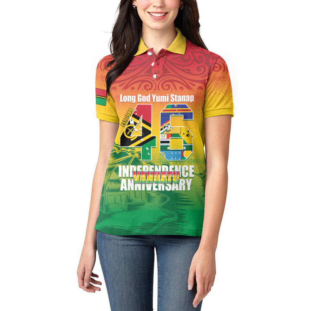 Vanuatu Indipendens Dei Women Polo Shirt Yumi 46th Independence Anniversary LT14 - Polynesian Pride