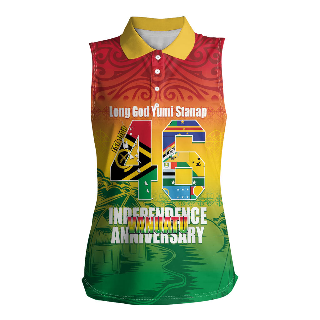 Vanuatu Indipendens Dei Women Sleeveless Polo Shirt Yumi 46th Independence Anniversary LT14 Female Reggae - Polynesian Pride